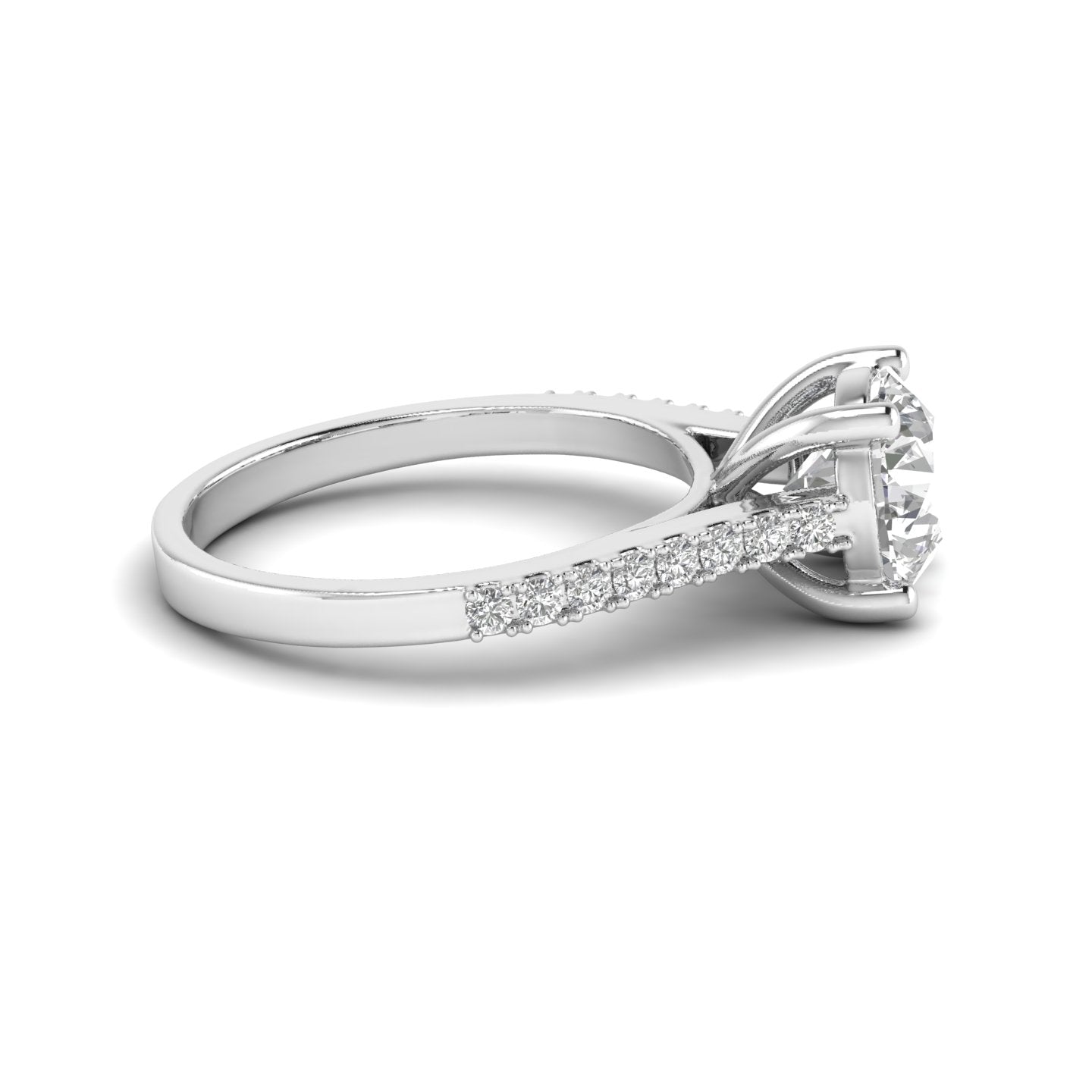 White Gold Studded 1.894 Carat Lab Grown Diamond Ring-G Color VS1 Clarity.
